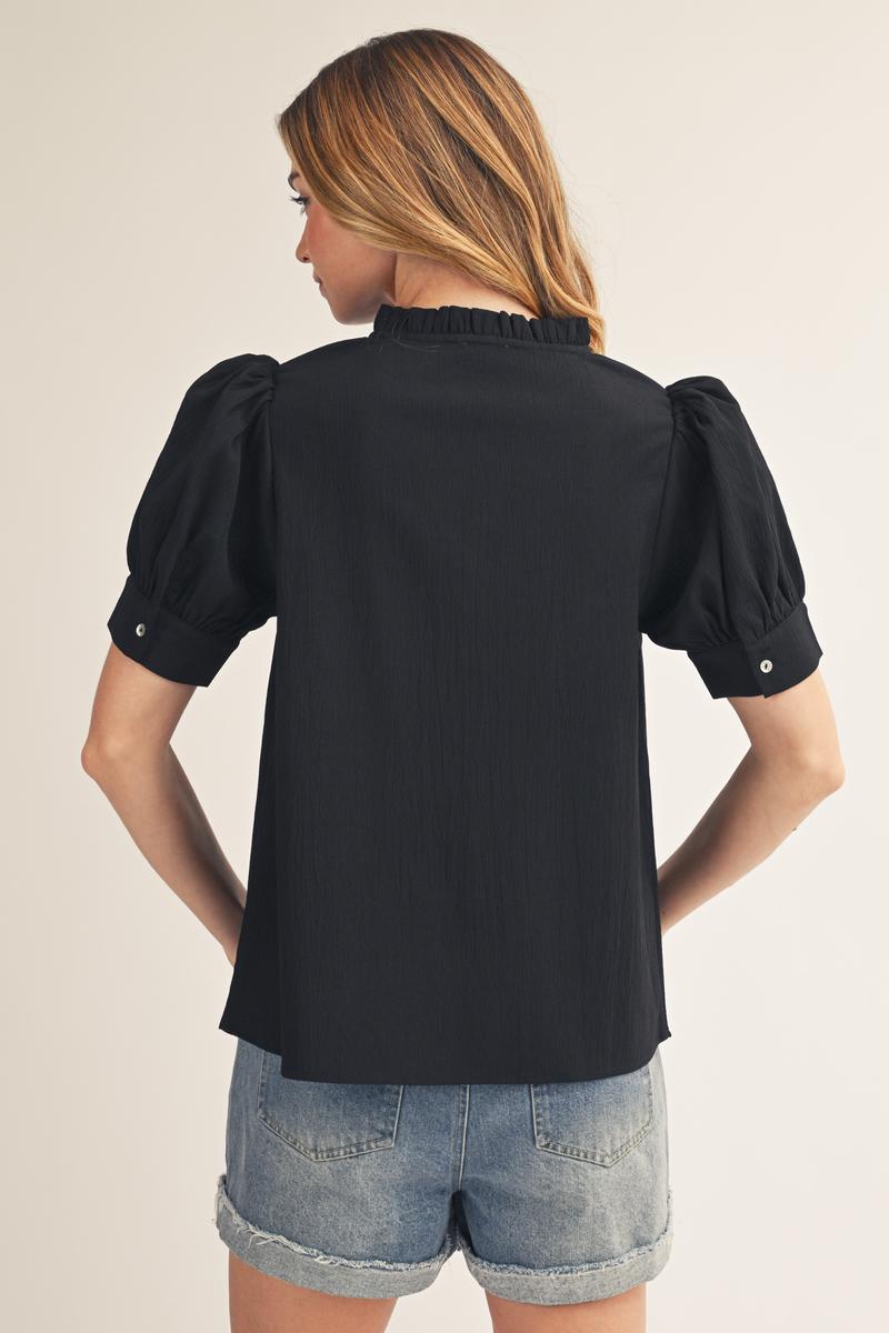 Bekah Puff Shoulder V-Neck Top – Missy's Boutique