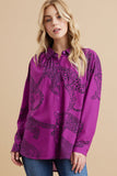 Aaron Satin Animal Print Top-Magenta