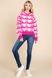 Sequin Heart Print Knit Pullover