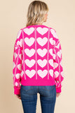 Sequin Heart Print Knit Pullover