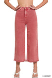 Zenana Acid Washed Pants -Cabernet