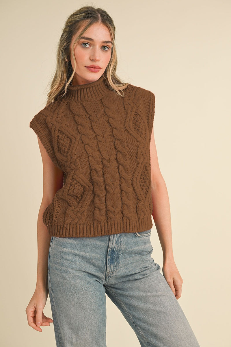 トップス thisisneverthat 3D Cable Knit Vest Brown MUSINSA | thisisneverthat® 3D Cable Knit Vest Brown