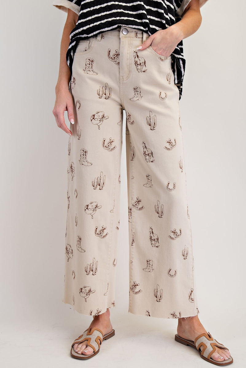 Western Printed Wide Leg Pants – Missy's Boutique
