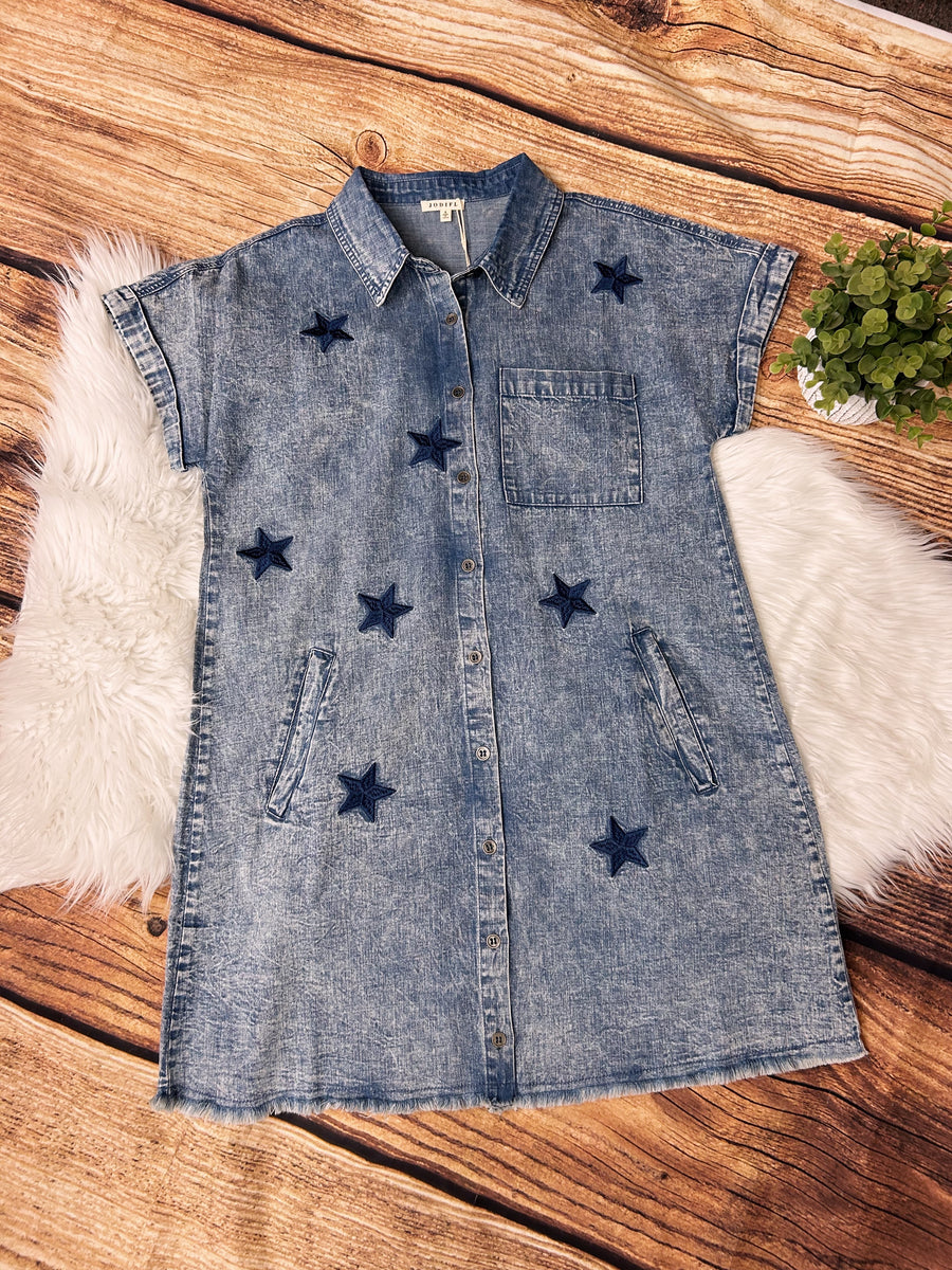 denim dress with stars Izzy Star – Missy's Boutique Bridesmaid Mustard Yellow Dresses aus-trip-faith stopping strapless dress Sexy Size:US 8.5-9 / UK 8