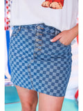 Becca Denim Checkered Skirt