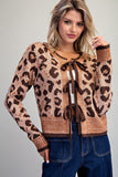 Leopard Printed Tie Front Cardigan