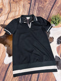 Chic Polo Mini Dress- Black