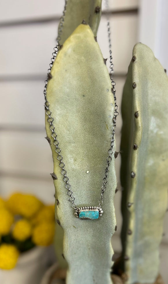 Prim Sterling Turquoise Bar Necklace
