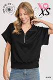Bex Half Zip Cap Sleeve Set-Black