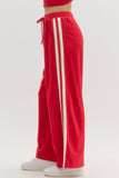 Terry Red Lined Pant Set