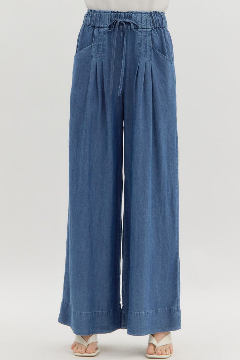 Lacy Denim Pintuck Wide Leg Pants – Missy's Boutique