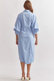 Theo Button Down Midi Dress-Chambray