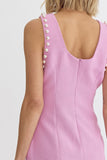 Elanna Textured Pearl Dress-Pink