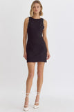 Elanna Textured Pearl Dress-Black