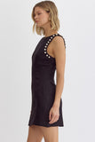 Elanna Textured Pearl Dress-Black