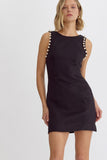 Elanna Textured Pearl Dress-Black