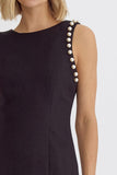 Elanna Textured Pearl Dress-Black
