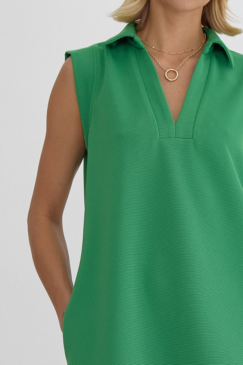Ava Collard Textured Dress-Green  Missy's Boutique