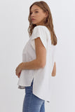 Jackie Solid Button Down Top-Off White