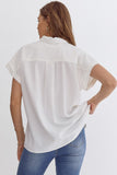 Jackie Solid Button Down Top-Off White