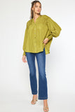 Naomi Smocked Long Sleeve Top-Olive