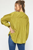 Naomi Smocked Long Sleeve Top-Olive