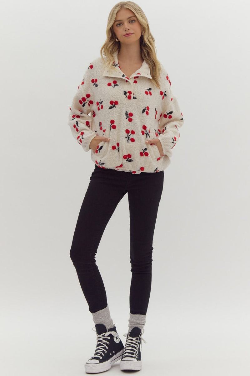 Cherry Henley Polar Fleece Pullover – Missy's Boutique