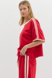 Terry Red Lined Pant Set