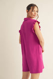 Solid Collar Jumpsuits with Pockets