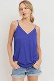 Jaden Solid V-Neck Sleeveless Tank Top-Royal