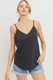 Jaden Solid V-Neck Sleeveless Tank Top-Black