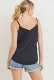 Jaden Solid V-Neck Sleeveless Tank Top-Black