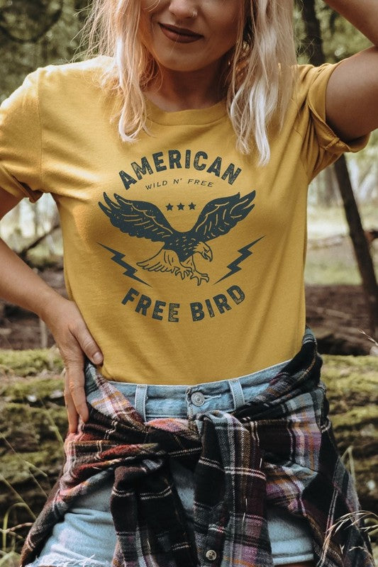 American Free Bird Tee-Mustard