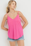 Jaden Solid V-Neck Sleeveless Tank Top-Pink