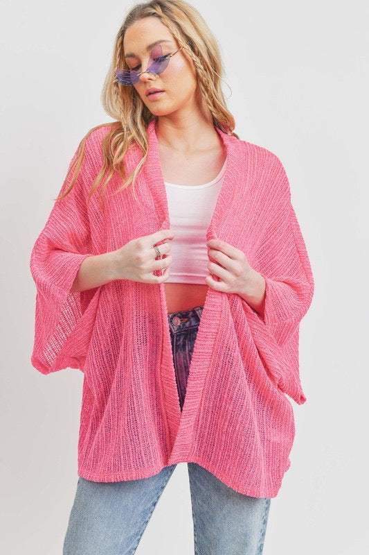 Brie Oversized Cardigan-Hot Pink-One Size
