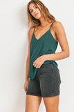 Jaden Solid V-Neck Sleeveless Tank Top-Hunter