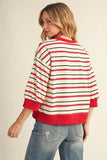 Mia Stripe 3/4 Sweatshirt