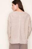 Raw Edge Seam Wide Crew Neck Sweater