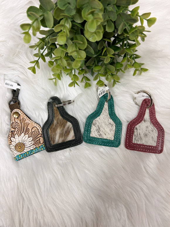 Leather/Cowhide Western Keychain