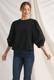 Rose Puff 3/4 Sleeve Solid Top