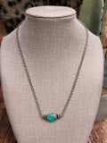 Silver/Turquoise Spin Stone Necklace