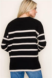 Rylie Stripe Crew Neck Sweater-Black