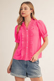 Jaycee Ruffle Detail Button Top