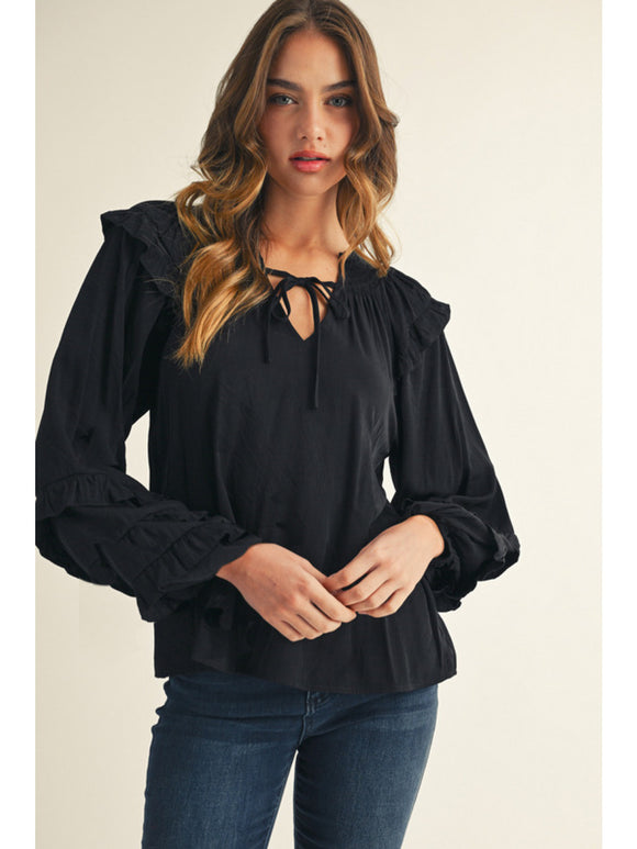 Iris Ruffled Peasant Top