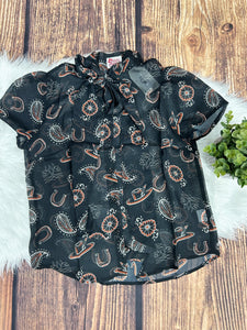 Black Sheer Feather Bow Top