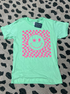 Smile Face Checkered Tee