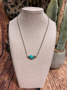 Silver/Turquoise Spin Stone Necklace