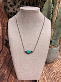 Silver/Turquoise Spin Stone Necklace