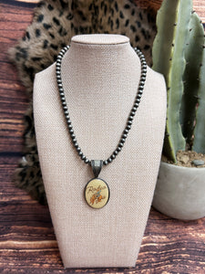 Western Pendant & Faux Pearl Necklace