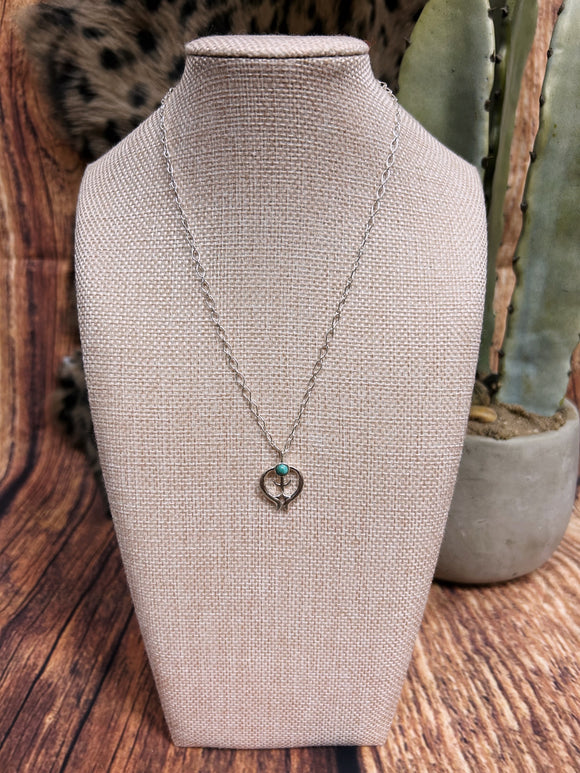 Sterling Silver Aztec Turquoise Pendent Necklace